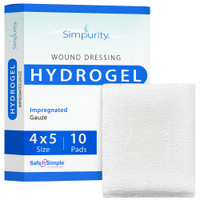 Safe N' Simple 4x5 impregnated hydrogel gauze dressing packaging