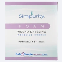 Safe N' Simple 2x2 silver foam wound dressing packaging