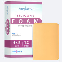 Safe N Simple 4x8 no border silicone foam wound dressing packaging