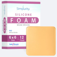 Safe N' Simple 6x6 no border silicone foam wound dressing packaging