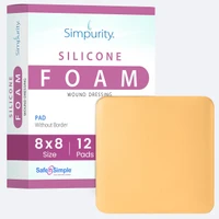 Safe N Simple 8x8 no border silicone foam wound dressing packaging