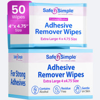 Safe N Simple Extra Large Adhesive Remover Wipe 4x4.75 packaging
