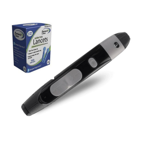 Abbott FreeStyle Lancing  Device (+) Generic Lancets 100 Ct For Glucose Care