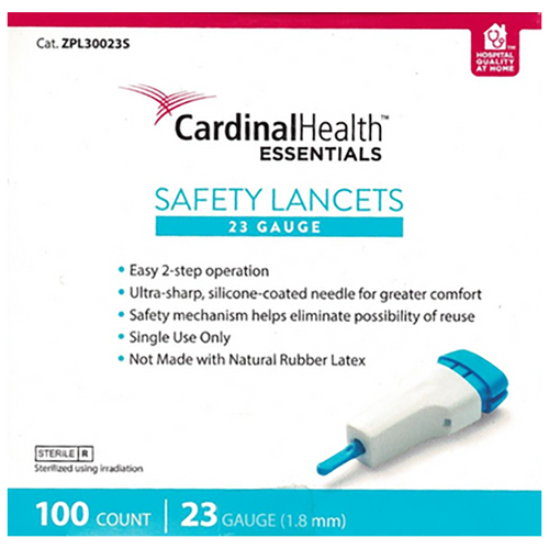 Cardinal Health ReliaMed Safety Lancet 23G Disposable For Glucose Care