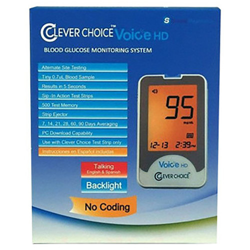 Clever Choice Voice HD Meter [+] Pharmacist Choice 100 Test Strips For Glucose Care