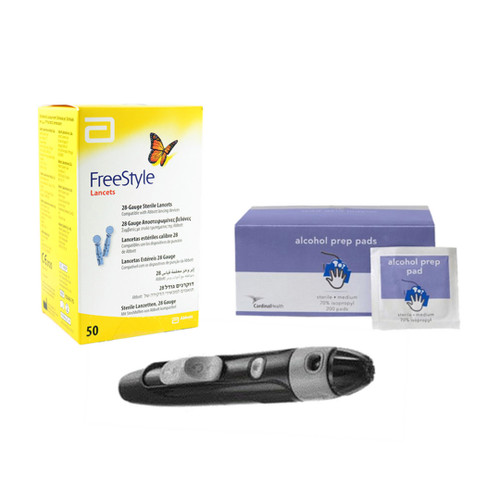 Abbott FreeStyle Lancing  Device (+) freestyle Lancets 100 Ct & Alcohol Swab For Glucose Care