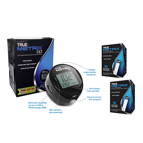 TRUE Metrix GO Blood Glucose Meter kit Plus Metrix 100 Test Strips