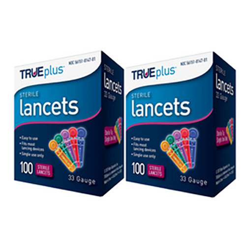 TRUEplus Universal Twist Top 33 Gauge Lancets 2 x 100pack - 200