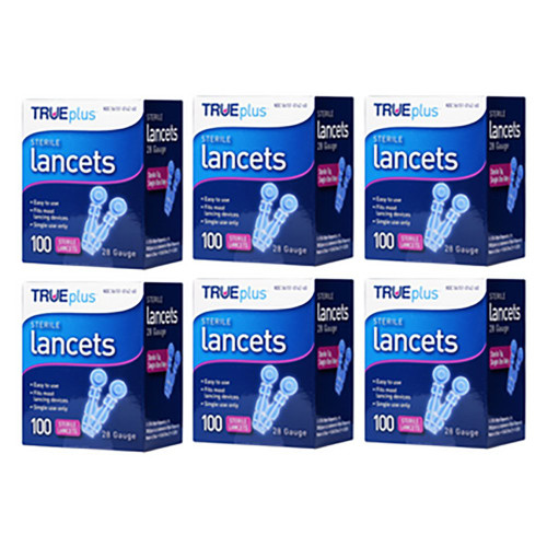 TRUEplus Universal Twist Top 28 Gauge 600 Lancets - 6 Box 100