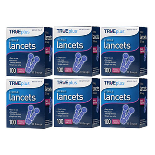 TRUEplus Universal Twist Top 30 Gauge 600 Lancets - 6 Box 100