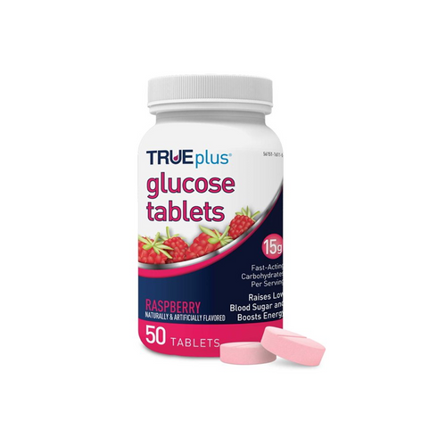 TRUEplus Glucose Tablets 15g Raspberry 50ct - 3 Pack