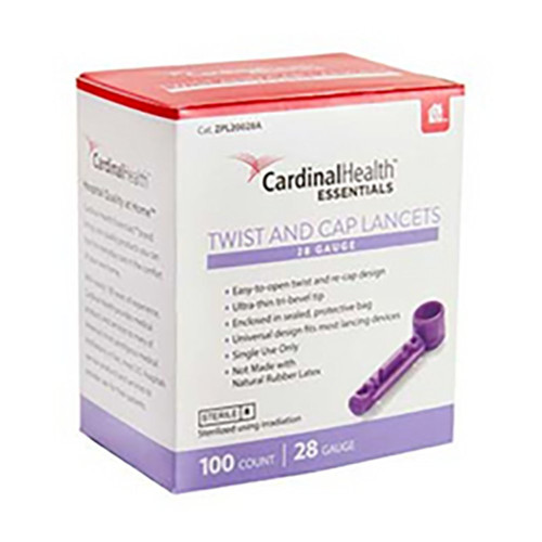 Cardinal Health Twist & Cap Lancets 28G - 100/BX