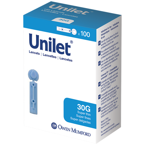 Owen Mumford Unilet Super Thin Lancets 30G - 100 Ct - #AT 0575