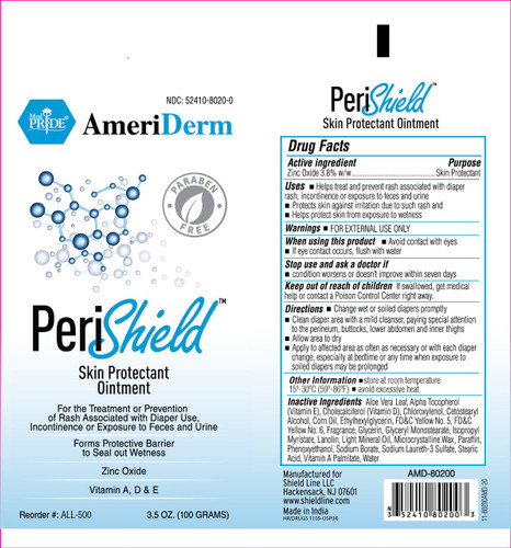 Ameriderm PeriShield Barrier Ointment and Protectant Cream, Vitamins A, D and E and Aloe Enriched, 3.5 oz Tube