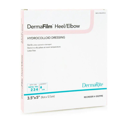 Dermafilm Hydrocolloid Dressing, Heel/ Elbow, 3.5" X 5" [Single Dressing]