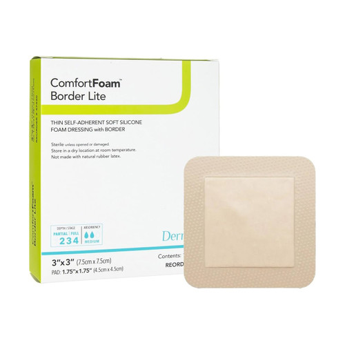 Comfortfoam Silicone Foam Border Lite Dressing, 3" X 3" [ 10 Pack ]