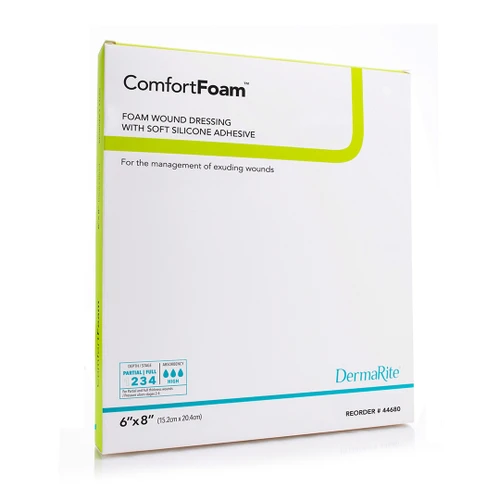 Comfortfoam Self-adherent Soft Silicone Foam Dressing Non-bordered, 6" X 8" [ 5 Pack ]