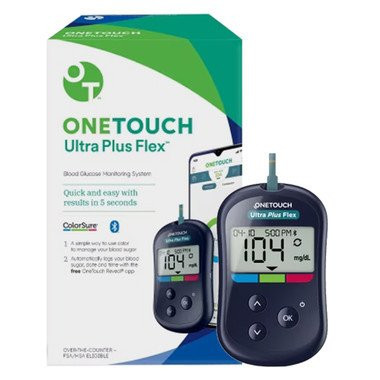 OneTouch Ultra Plus Flex Diabetes Testing System with 90 Test strips