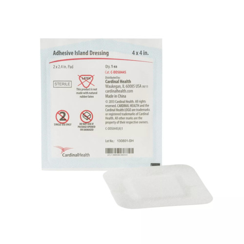 Cardinal Health™ Adhesive Island Dressing, 4" x 4"with 2"x 2" Pad