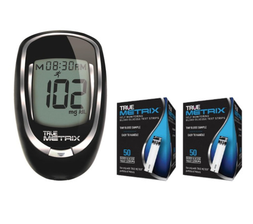 McKesson TRUE Metrix Blood Glucose Test Strips box of 100 plus meter and Device