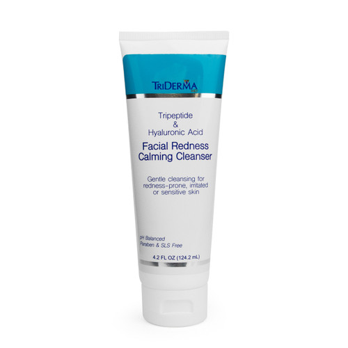 TriDerma Facial Redness Calming Cleanser tube front view – gentle face wash for sensitive skin with AP4 Aloe Vera