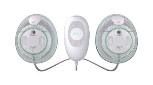 Elvie Stride hands-free electric breast pump wearable design on white background