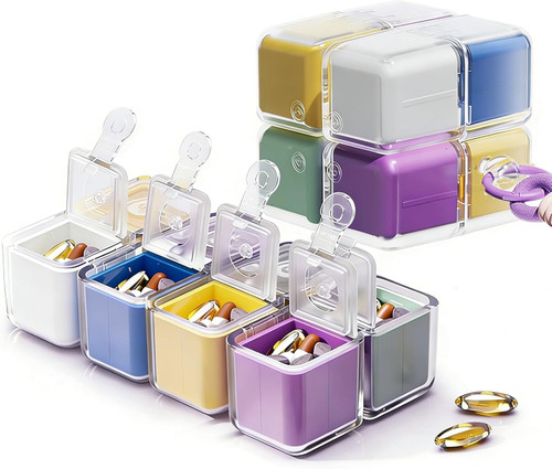 Overt Rubik's Cube Pill Box with Lanyard – Portable 8 Grids