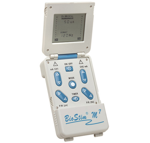 BioStim M7 Digital TENS Unit with device, electrodes, lead wires, and carrying pouch – complete pain relief system