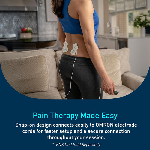 OMRON Long Life Pads being applied to shoulder – flexible butterfly shape conforms to body curves