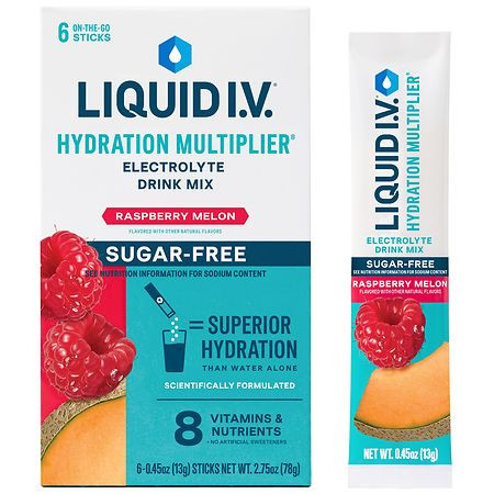 Individual Liquid I.V. stick packs for on-the-go hydration support.