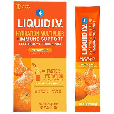 Liquid I.V. immune support electrolyte drink mix in Tangerine flavor