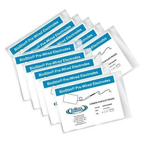 Biostim Square  electrode being applied to skin – cloth backing for comfort and flexibility