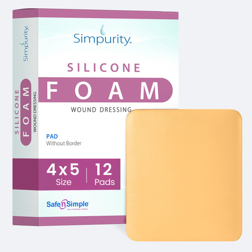 Safe N' Simple 4x5 silicone foam wound dressing packaging