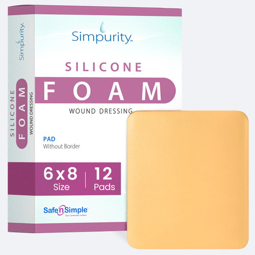Safe N Simple 6x8 no border silicone foam wound dressing packaging