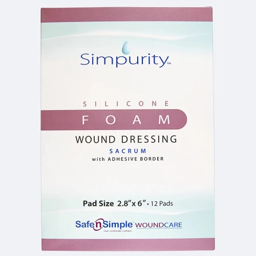 Safe N Simple 5x8 sacral silicone foam dressing with border packaging