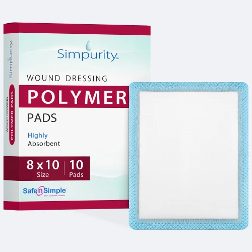 Safe n' Simple 8x10 highly absorbent polymer wound dressing packaging