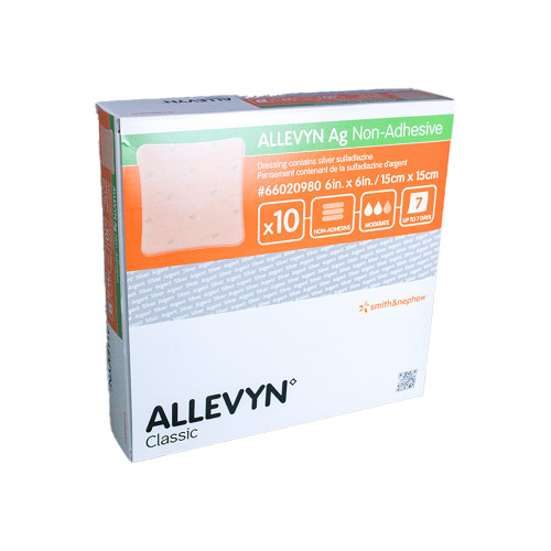 Smith & Nephew Allevyn Ag Non-Adhesive Dressing 6" x 6" packaging