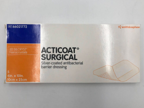 Smith & Nephew Acticoat Surgical Dressing 4" x 10" packaging