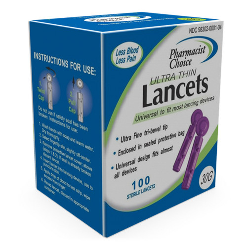  Clever Choice Pharmacist Choice Twist Top 30G Lancets 100/bx For Glucose Care
