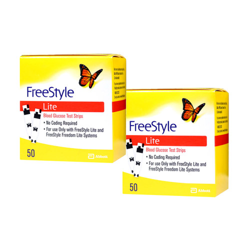FreeStyle Lite Glucose Test Strips 100 count box – no coding required for use with FreeStyle Lite meter