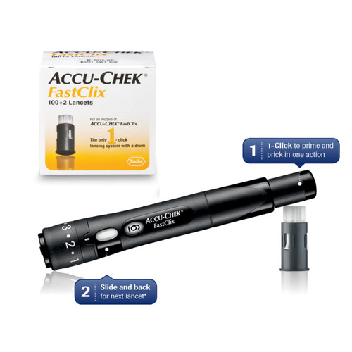 Accu-Chek FastClix Lancing Device [+] FastClix lancet 102 Ct For GLucose Care