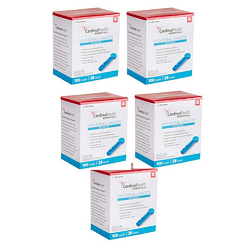 Cardinal Health ReliaMed Twist Top Lancets 28G 100/BX [5 Pack] For GLucose Care