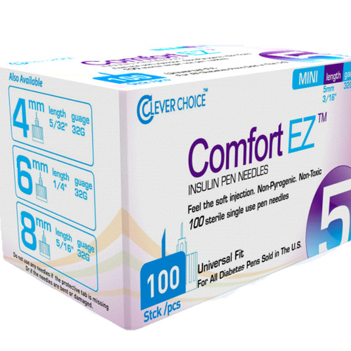Clever Choice Comfort EZ Insulin Pen Needles - 33G 4mm 100/bx