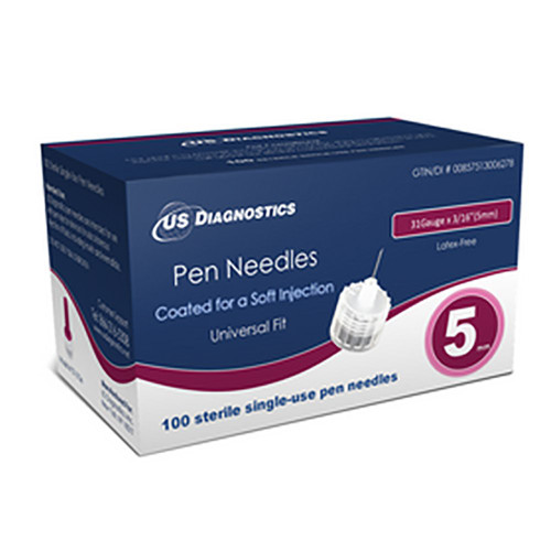 USD Pen Needles  31 Gauge x 3/16 (5mm) 100 Ct For GLucose Care