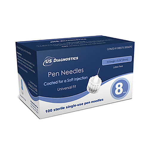USD Pen Needles  31 Gauge x 5/16 (8mm) 100 Ct For GLucose Care