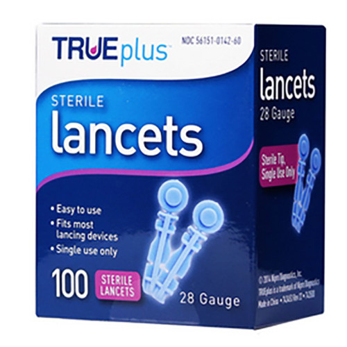 TRUEplus Universal Twist Top 28 Gauge Lancets - Box 100