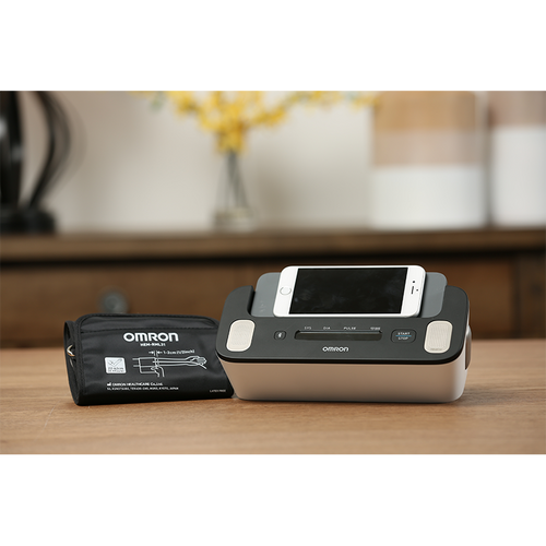 Omron Evolv Bluetooth Wireless Upper Arm Blood Pressure Monitor box, Stock  image