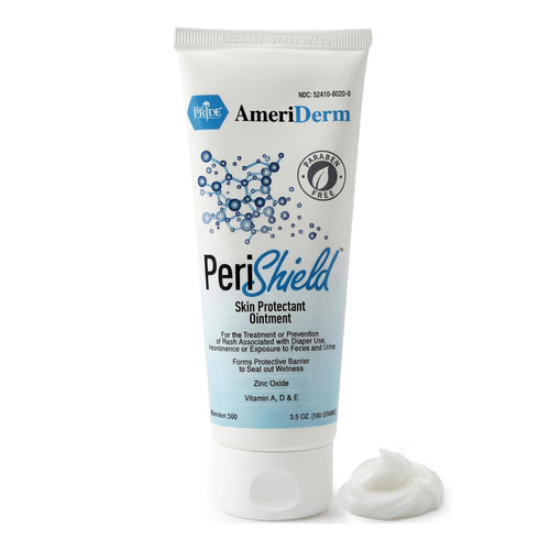 Ameriderm PeriShield Barrier Ointment and Protectant Cream, Vitamins A, D and E and Aloe Enriched, 3.5 oz Tube