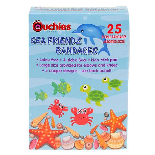 Cosrich Ouchies Sea Friendz Adhesive Bandages For Kids, 25 Ct Box (25 Each) Cosrich Ouchies Sea Friendz Adhesive Bandages For Kids, 25 Ct Box (25 Each)