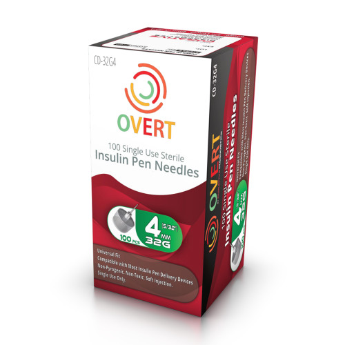Overt Universal Fit, Tri Beveled Pen Needle - 32G 4mm 100 ct. By Curative Diagnostics